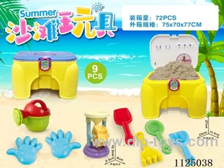 Chair with beach accessories and small hourglass (9PCS)
