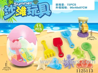 Egg storage with beach accessories + small hourglass (11PCS)