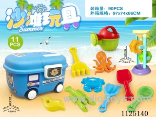 Box car with beach accessories + hourglass (11PCS)