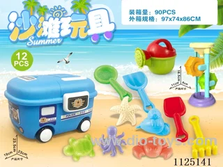 Box car with beach accessories + hourglass (12PCS)