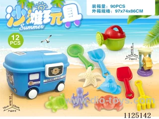 Box car with beach accessories + small hourglass (12PCS)