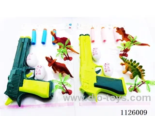Softball guns with dinosaurs