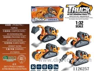 1:32 Alloy pulling back engineering car with lights and music (4 mixed)