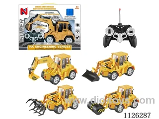5 ch rc (excavator/bulldozer/wood grab/pressure road)/forward/backward/left/right turn/light/robot arm can be remotely operated