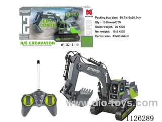 (GCC) 12-ch rc crawler excavator/alloy bucket/forward/backward/left/right turn/Light/music/robotic arm action/body rotation 680 degrees