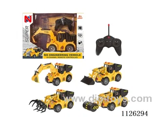 6 ch rc wheeled excavator/bulldozer/wood grab/road press/forward/backward/left/right turn/light/robotic arm action