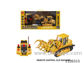6 ch control console track rc of the engineering vehicle wood grab/one-button start/forward/backward/left/right turn/music/light/robotic arm action