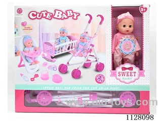 12-inch eco-friendly doll/plastic cart/chair/bed/accessories / 6-sound IC/ water urination function/pack 3*AG13 batteries
