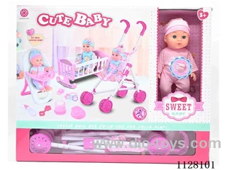 12-inch eco-friendly doll/plastic cart/chair/bed/accessories / 6-sound IC/ package 3*AG13 battery