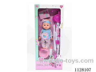 12-inch doll/Plastic cart/Accessories / 6-sound IC/ bag 3*AG13 battery (Environmentally friendly)