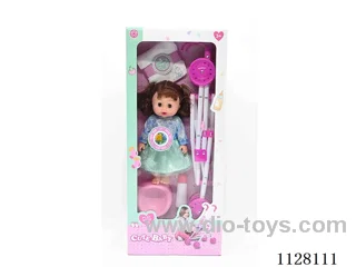 12-inch doll/plastic cart/accessories / 6-sound IC/ water urination function/Pack 3*AG13 battery (Environmentally friendly)