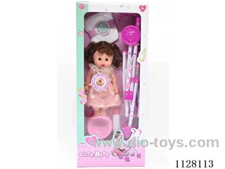 12-inch doll/plastic cart/accessories / 6-sound IC/ water urination function/Pack 3*AG13 battery (Environmentally friendly)