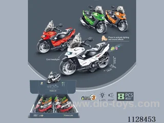 Flashing inertia car model exquisite small motorbike (8pcs) package electricity