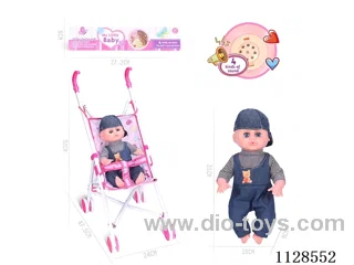 31CM/14 inch boy doll with iron pushchair with IC (package AG13*3pcs)