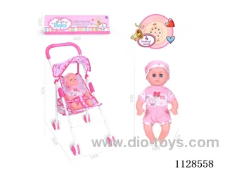 31CM/14 inch boy doll with iron pushchair with IC (package AG13*3pcs)