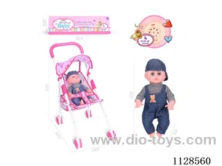 31CM/14 inch boy doll with iron pushchair with IC (package AG13*3pcs)