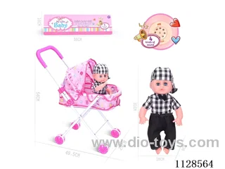 31CM/14 inch boy doll with iron pushchair with IC (package AG13*3pcs)