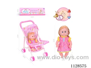 31CM/14 inch girl doll with iron pushchair with IC (package AG13*3pcs)