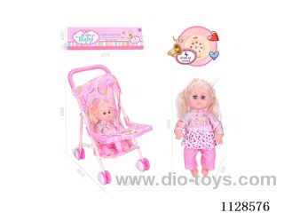 31CM/14 inch girl doll with iron pushchair with IC (package AG13*3pcs)