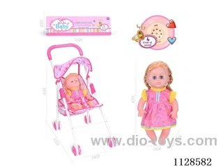 31CM/14 inch girl doll with iron pushchair with IC (package AG13*3pcs)