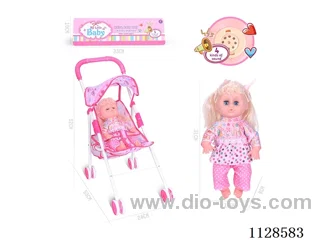 31CM/14 inch girl doll with iron pushchair with IC (package AG13*3pcs)