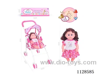 14 inch (30cm) doll with iron pushchair with IC (package AG13*3pcs)