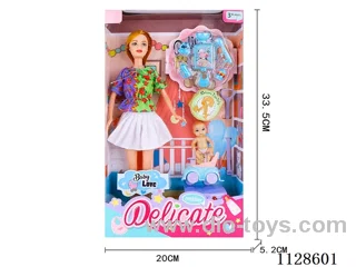 11.5″ Fashion Barbie with Baby Caregiver Theme Set