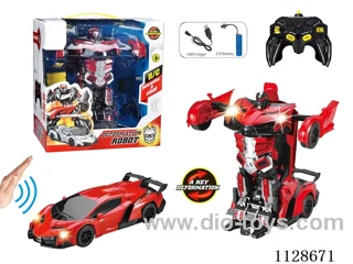 1:14/Standard 2.4G Lamborghini induction deformation remote control car man (with 3.7V 500 mAh lithium battery, remote control 2 AA unpacked, USB charging cable)