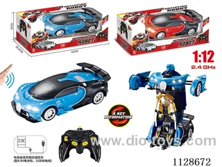 1:12/Standard 2.4G Bugatti induction deformation remote control car (with 4.8V700 mAh battery pack, remote control 2 AA not included, USB charging cable)