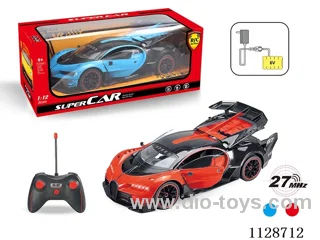 1:12 Bugatti covered remote control car open three doors (with horn remote control with 2 AA not pack, 6V700mA rechargeable battery pack, charger 2 feet round)
