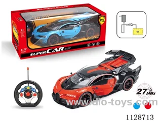 1:12 Bugatti topless remote control car open three doors (with small steering wheel remote control with 2 AA not included, 6V700 mA rechargeable battery pack, charger 2 feet round)