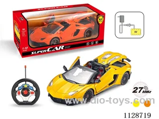 1:12 Lamborghini convertible remote control car open three doors (with small steering wheel remote control with 2 AA not included, 6V700 mAh rechargeable battery pack, charger 2 feet round)