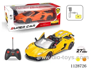 1:12 Lamborghini Convertible RC car with three doors (with horn remote control with 2 AA not included, 6V700 mAh rechargeable battery pack, charger 2 feet round)