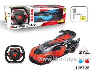 1:12 Bugatti remote control car with roof to open three doors (with a large steering wheel remote control with 2 AA not included, 6V700 mA rechargeable battery pack, charger 2 feet round)