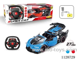 1:12 Bugatti convertible remote control car open three doors (with steering wheel remote control with 2 AA not included, 6V700 mAh rechargeable battery pack, charger 2 feet round)