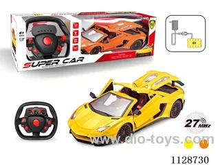 1:12 Lamborghini remote control car with roof to open four doors (with a large steering wheel remote control with 2 AA not included, 6V700 mA rechargeable battery pack, charger 2 feet round)
