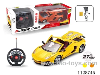 1:18 Lamborghini covered RC car opening four doors (with large steering wheel remote control, charger, rechargeable battery)