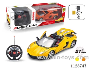 1:18 Lamborghini Convertible RC car opening three doors (with big steering wheel remote control, charger, rechargeable battery)