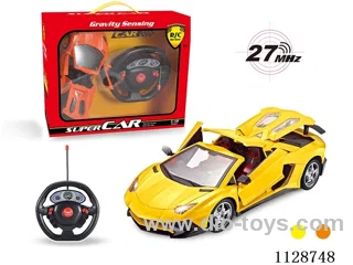 1:18 Lamborghini R/C car with roof opening four doors (with big steering wheel remote control). without charging