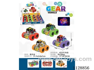 friction stunt gear car with light