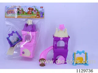 Puppy Swing Slide Castle Set (4 Puppies Mixed)