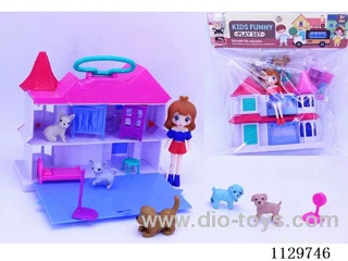 12CM Girl's Portable Flip Flop Cottage Set (5 Puppy Furniture)