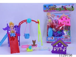 3 inch doll paradise cabin skateboard set + puppy