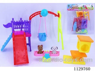 2 Puppy Dog House Ferris Wheel Swing Slide Set