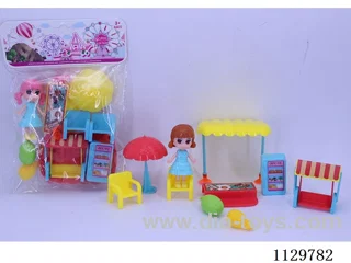 Girls Food Stall Scene Set + 2 Vegetables and Fruits