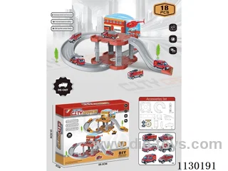 Alloy car fire engineered track car park with 2 cars, 1 plane