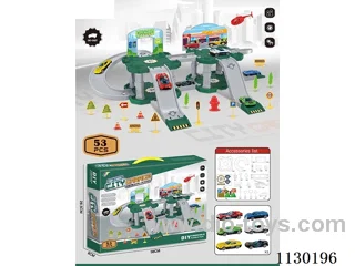 Alloy Car City Track Car Park with 3 Cars