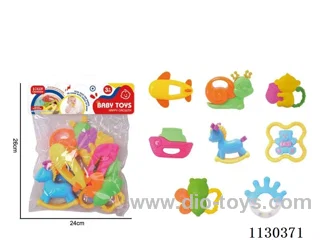 8pcs cartoon puzzle soothing baby teether toys
