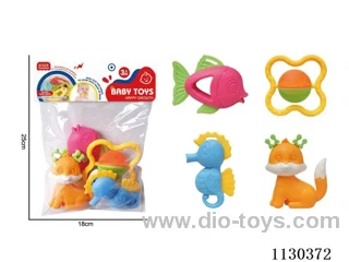 4 Pcs Cartoon Puzzle Pacifying Baby Teether Toys
