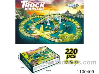 Camouflage dinosaur head swallows the car catapult electric railcar puzzle assembled Various